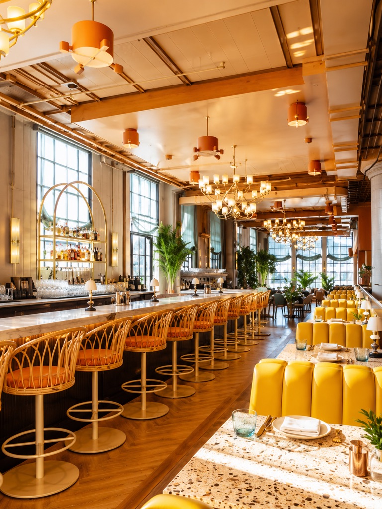 Restaurant and bar interior at Heimat Gym